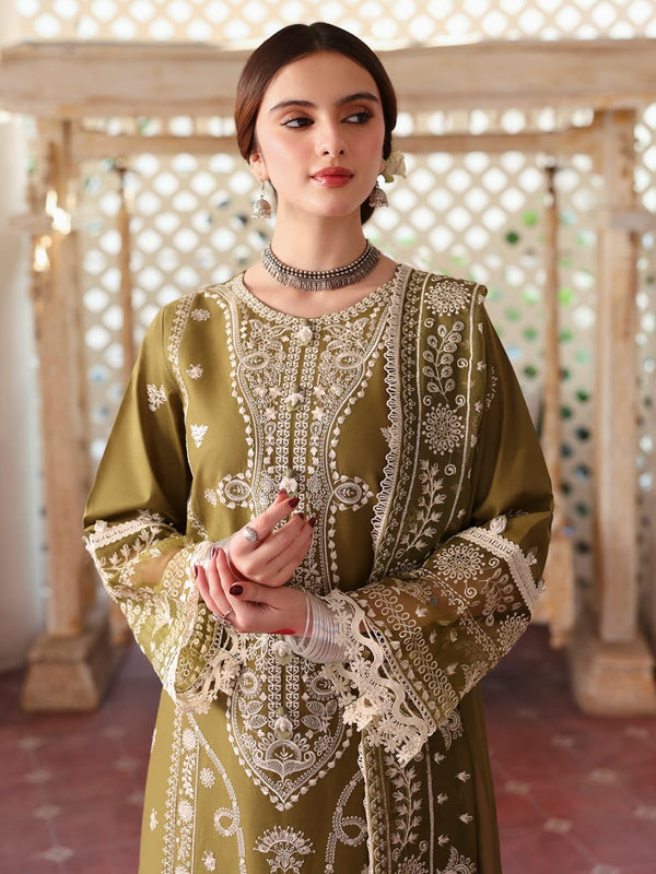 Huram | Premium Embroidered Unstitched Dhanak 3PC Suit