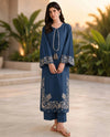 Maria | Premium Embroidered Unstitched Dhanak 2PC Suit | Zinc Blue
