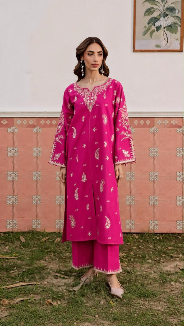 Lamha | Premium Embroidered Unstitched Dhanak 2PC Suit