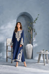 Mahveen -✦-Premium Unstitched Dhanak Embroidered 2pc Suit Navy Blue
