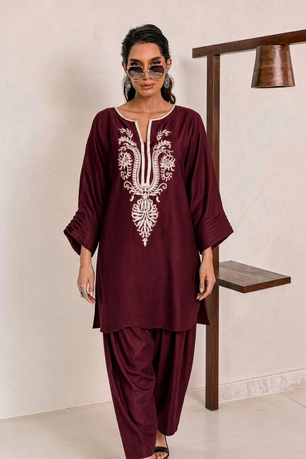 Deepak | Premium Embroidered Unstitched Dhanak 2PC Suit