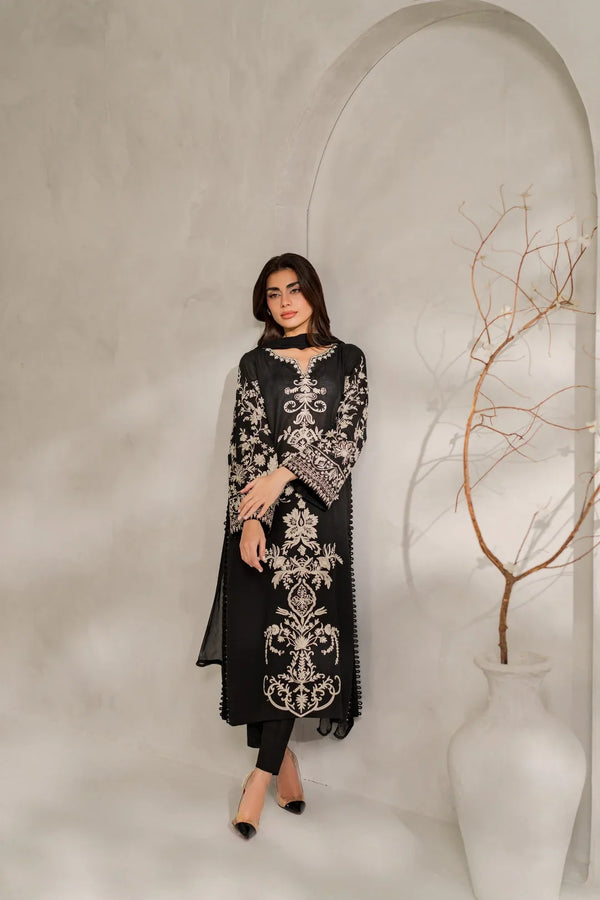 Elnaz | Premium Embroidered Unstitched Dhanak 3PC Suit