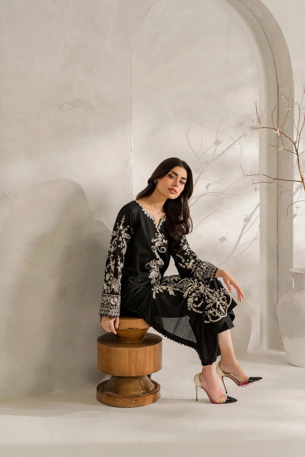 Elnaz | Premium Embroidered Unstitched Dhanak 2PC Suit