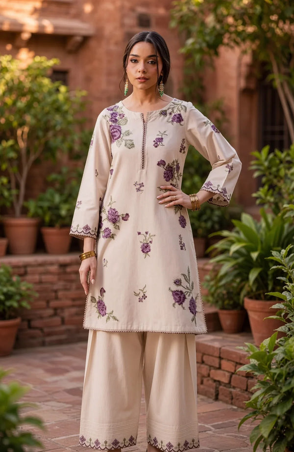 Laiba | Premium Embroidered Unstitched Dhanak 2PC Suit