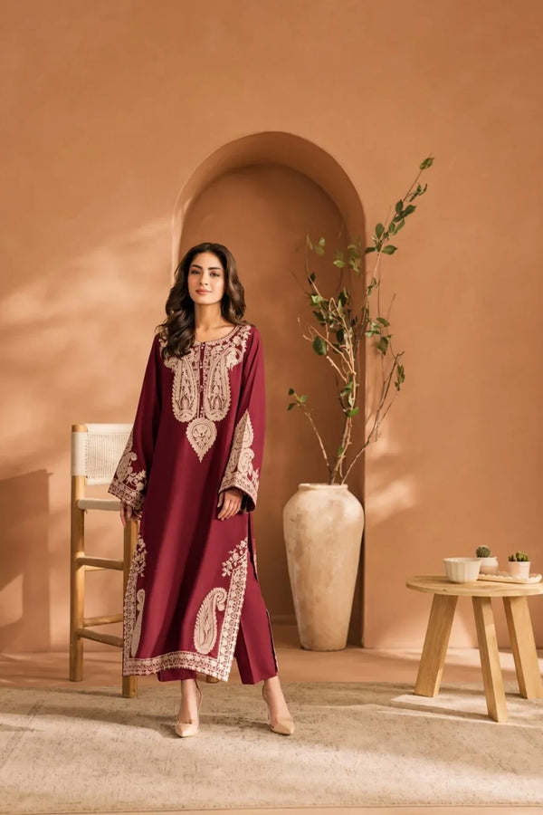 Mahveen | Premium Embroidered Unstitched Dhanak 2PC Suit
