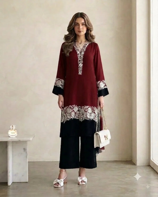 Momal | Premium Embroidered Unstitched Dhanak 2PC Suit