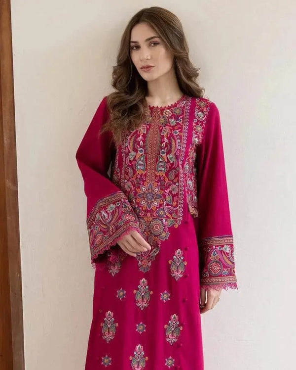 Zareen | Premium Embroidered Unstitched Dhanak 2PC Suit
