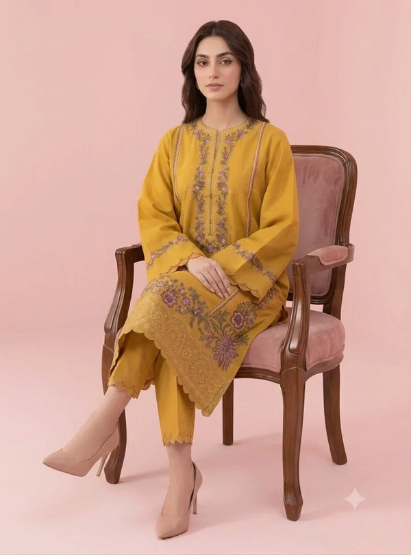 Sajjal | Premium Embroidered Unstitched Dhanak 2PC Suit