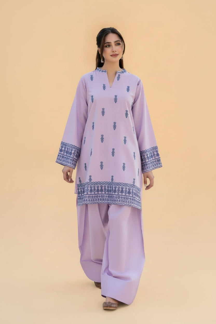 Saba - Women's Premium Embroidered Lawn 2-Piece Suit – Light Purple | Unstitched