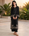Maria | Premium Embroidered Unstitched Dhanak 2PC Suit | Black