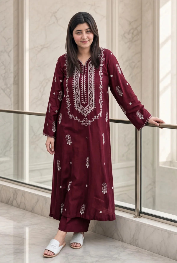 Afsheen | Premium Embroidered Unstitched Dhanak 2PC Suit