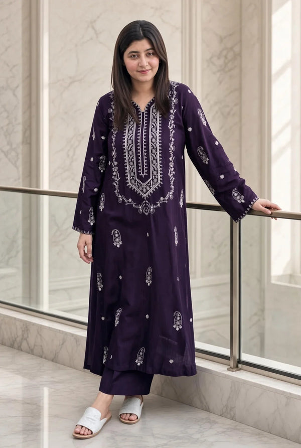 Afsheen | Premium Embroidered Unstitched Dhanak 2PC Suit