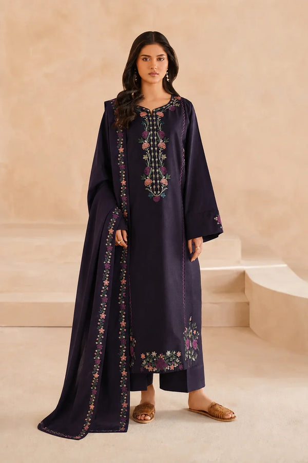 Laila | Premium Embroidered Unstitched Dhanak 3PC Suit