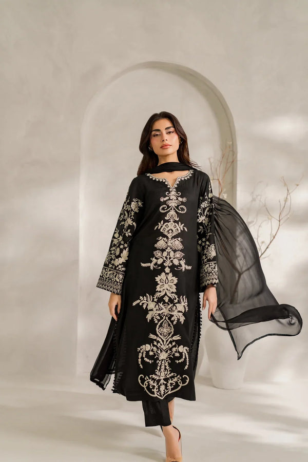 Elnaz | Premium Embroidered Unstitched Dhanak 3PC Suit