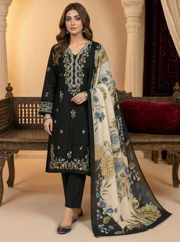 Lime Light | Premium Embroidered Unstitched Dhanak 3PC Suit