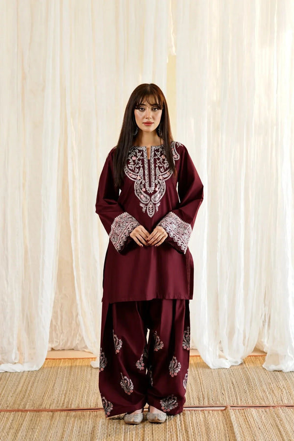 Gulbareen | Premium Embroidered Unstitched Dhanak 2PC Suit