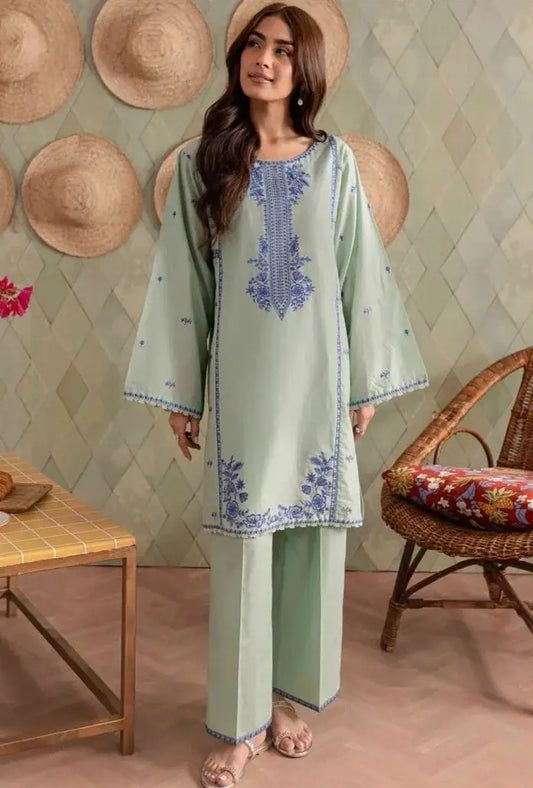 Sapphire- Women's Premium Embroidered Lawn 2-Piece Suit – Light Aqua | Unstitched
